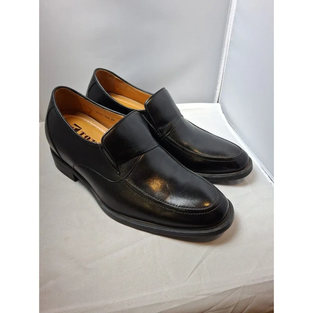 TOTO Men's Classic Black Leather Penny Loafers Dress Shoes Size 260 (8)